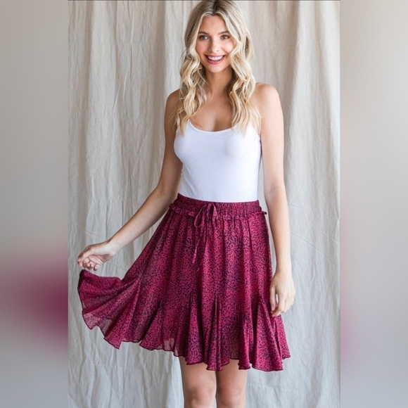 JODIFL Pants - JODIFL Pink Leopard Print Skirt